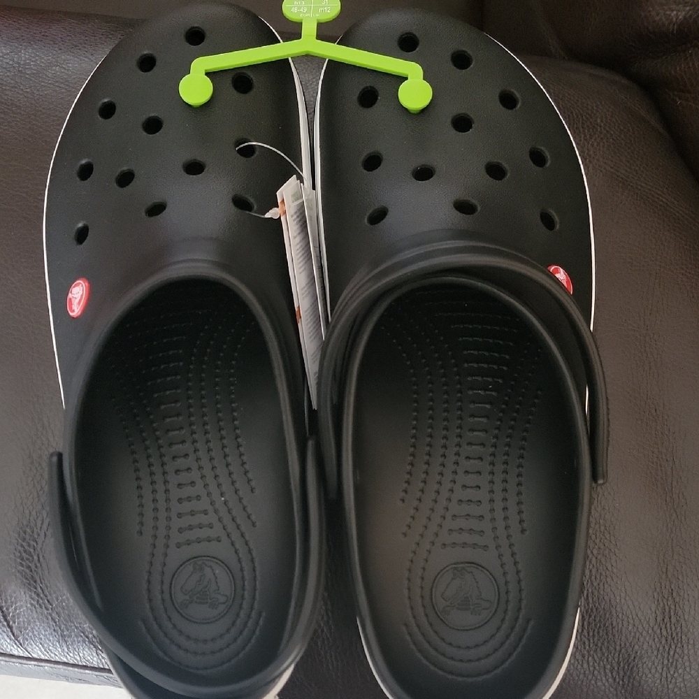 CROCS Black Sandals with Signature Perforations
